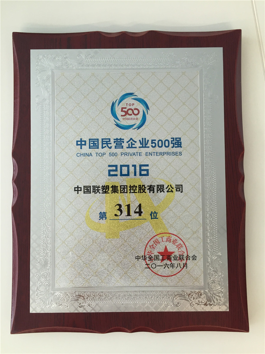 2016中國民營企業(yè)500強第314位